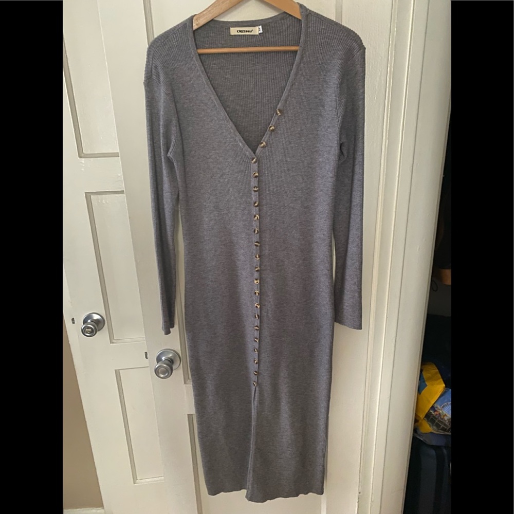 CMZ2005 Bodycon Longsleeve Sweater Dress with slit (PRICE FIRM) - Picture 6 of 10
